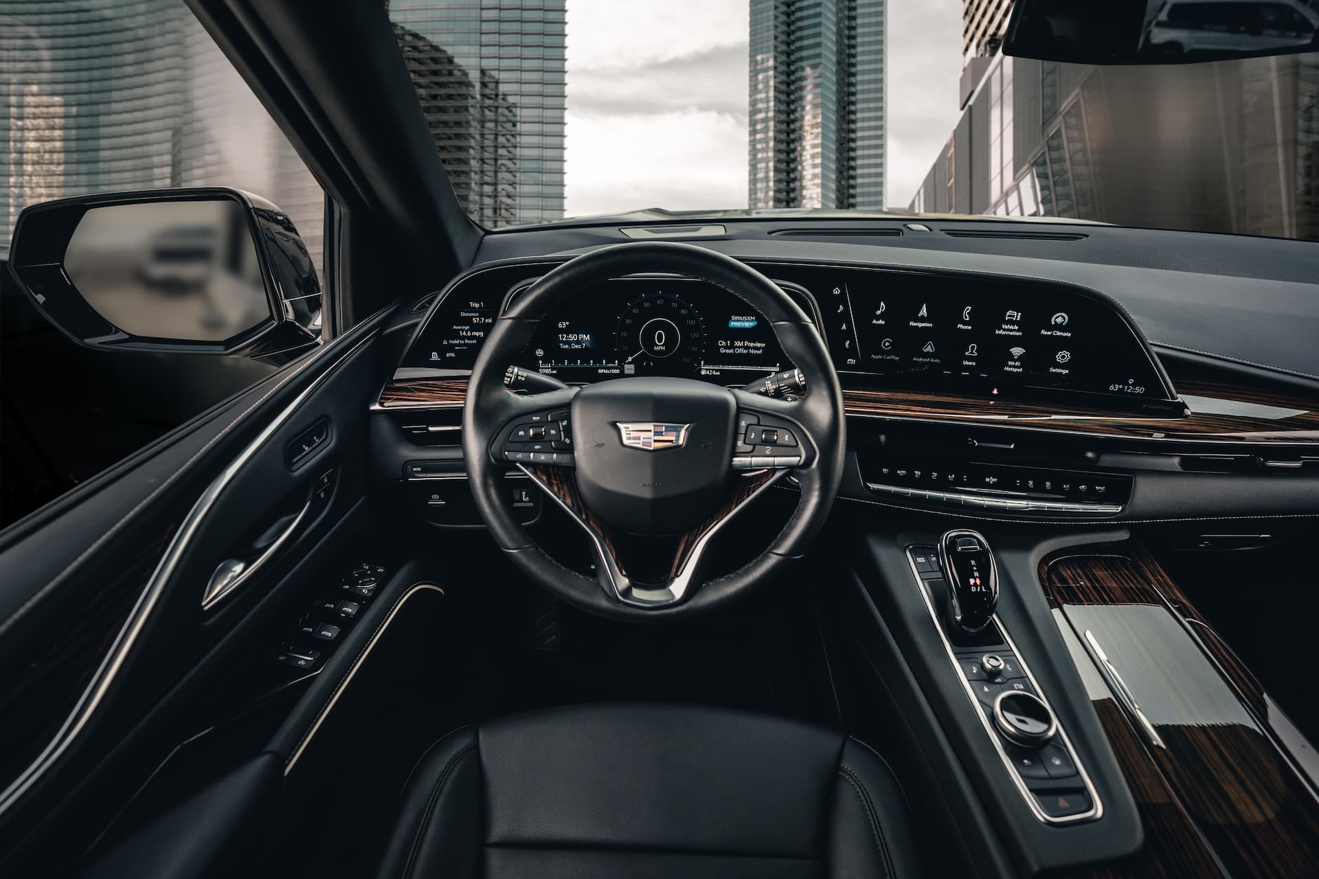 Cadillac Escalade driver cockpit with curved OLED display
